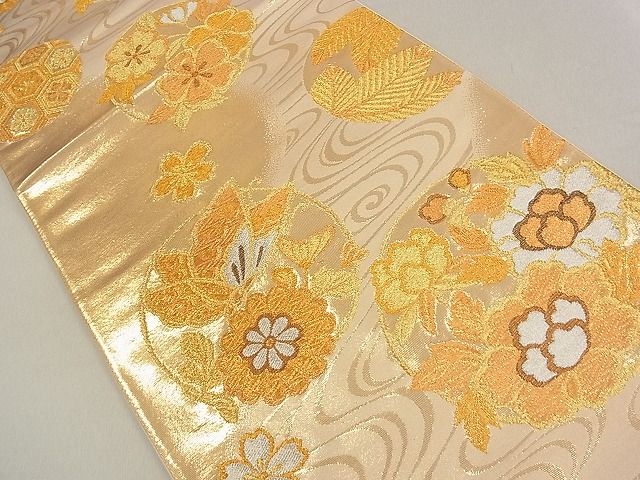 平和屋着物◎六通柄袋帯 流水花蝶文 金銀糸 逸品 DAAB1295jm