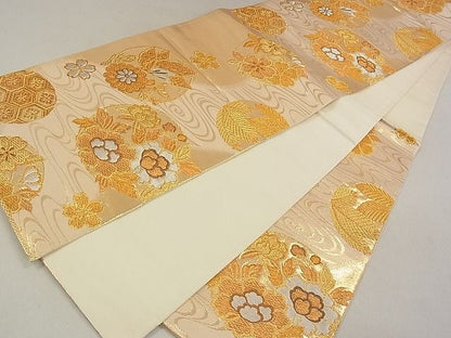 平和屋着物◎六通柄袋帯 流水花蝶文 金銀糸 逸品 DAAB1295jm
