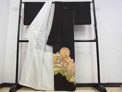 平和屋着物■豪華黒留袖　駒刺繍　鏡裏飛鶴花文　逸品　DAAB0722ud