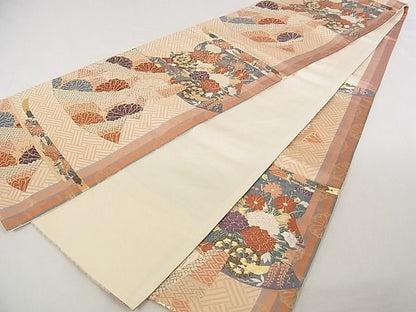 平和屋着物◎六通柄袋帯 唐織 誰が袖花文 金銀糸 正絹 逸品 AAAD9492Apf