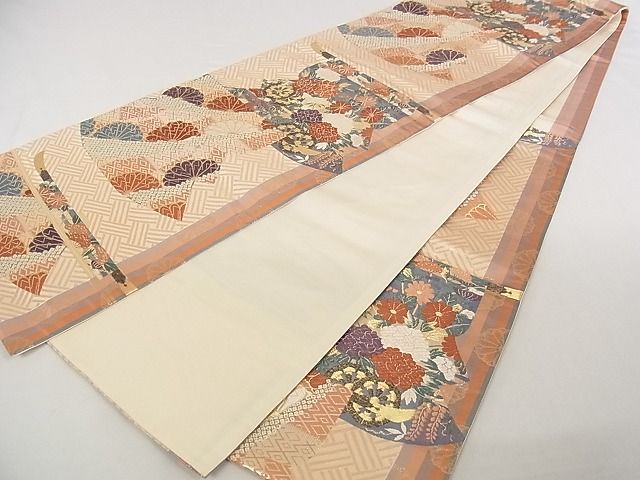 平和屋着物◎六通柄袋帯 唐織 誰が袖花文 金銀糸 正絹 逸品 AAAD9492Apf