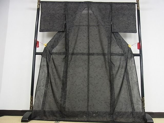 平和屋本店▽極上 訪問着 無双仕立て 紗袷 紗×縦絽 唐草文 正絹 逸品 KAAA0692kk4