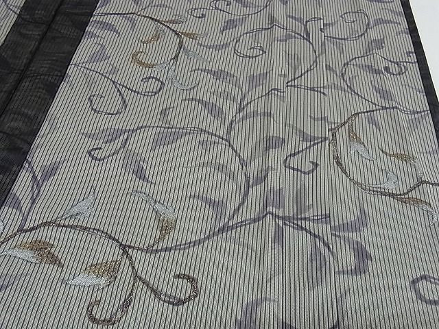 平和屋本店▽極上 訪問着 無双仕立て 紗袷 紗×縦絽 唐草文 正絹 逸品 KAAA0692kk4