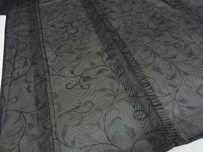 平和屋本店▽極上 訪問着 無双仕立て 紗袷 紗×縦絽 唐草文 正絹 逸品 KAAA0692kk4