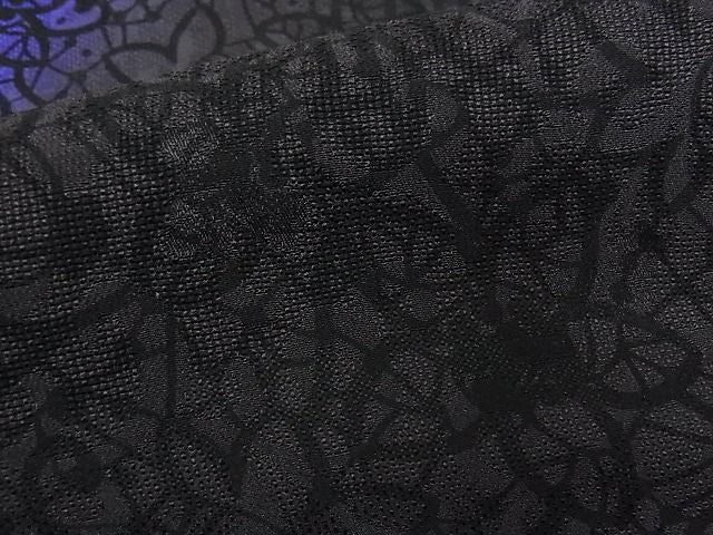平和屋本店■極上　長羽織　スリーシーズン　春夏秋　塵除け　花唐草文　暈し染め　黒地　正絹　逸品　KAAA0719kk4