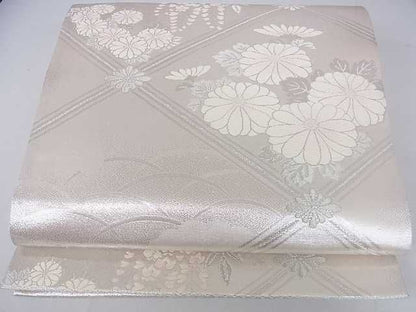 平和屋着物◎六通柄袋帯 鳳凰花菱文 銀糸 逸品 DAAA4896ar
