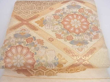 平和屋着物◎太鼓柄袋帯 天井花文 金糸 逸品 DAAA4891ar