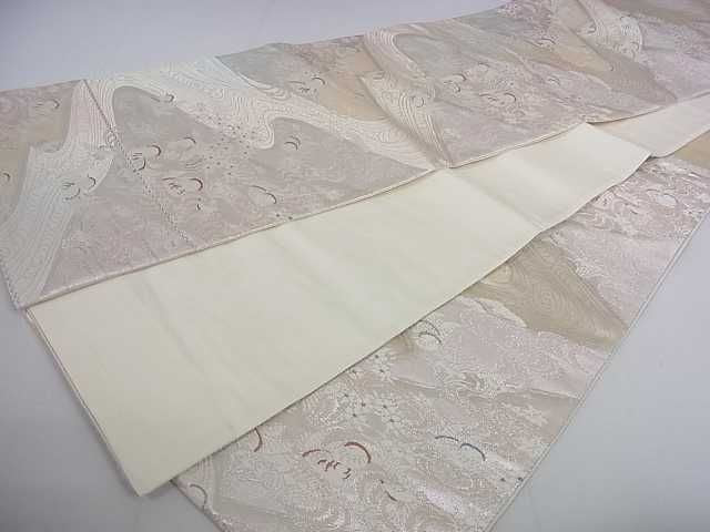 平和屋着物◎六通柄袋帯 流水鴛鴦花文 銀糸 逸品 DAAA4894ar