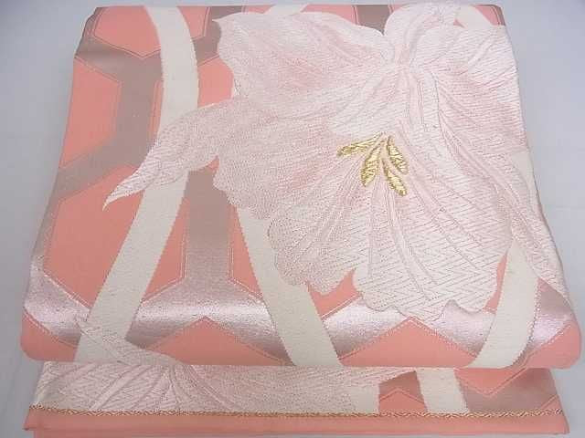 平和屋着物◎六通柄袋帯 唐織 草花文 金糸 逸品 DAAA4895ar