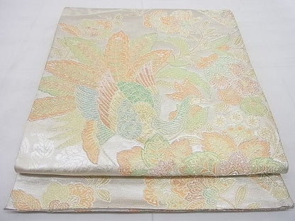 平和屋着物◎六通柄袋帯 孔雀更紗花唐草文 金銀糸 逸品 BAAC4182ac