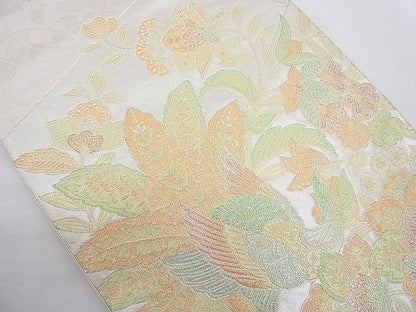平和屋着物◎六通柄袋帯 孔雀更紗花唐草文 金銀糸 逸品 BAAC4182ac