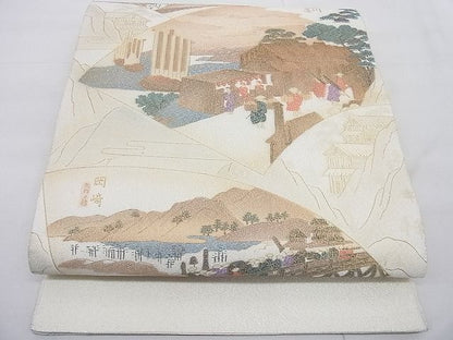 平和屋着物◎太鼓柄袋帯 綴れ 東海道五拾三次 金彩 逸品 BAAC4188ac