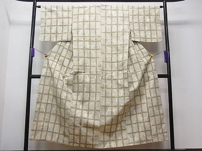 平和屋着物■上質な紬 格子吉祥丸文 逸品 CAAC2746ua