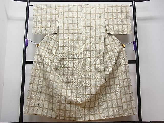 平和屋着物■上質な紬 格子吉祥丸文 逸品 CAAC2746ua