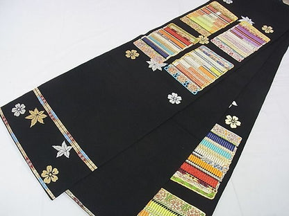 平和屋本店●極上　龍村平蔵製　本袋帯　威毛錦　黒地　金銀糸　逸品　DZAA0168kh4