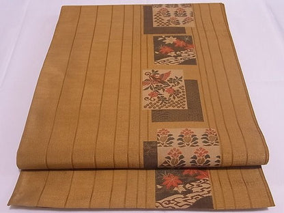 平和屋着物◎六通柄袋帯 古吟 色紙重ね花鳥文 逸品 ZAAB0107rv