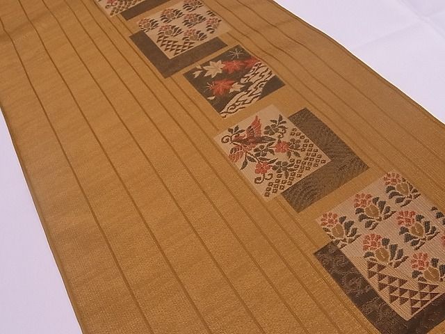 平和屋着物◎六通柄袋帯 古吟 色紙重ね花鳥文 逸品 ZAAB0107rv