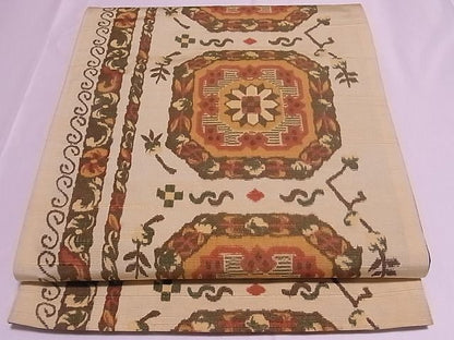 平和屋着物◎全通柄袋帯 吉祥花文 逸品 ZAAB0117rv