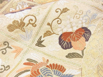 平和屋着物■六通柄袋帯 唐織 鳳凰花文 金糸 逸品 DAAB3833op