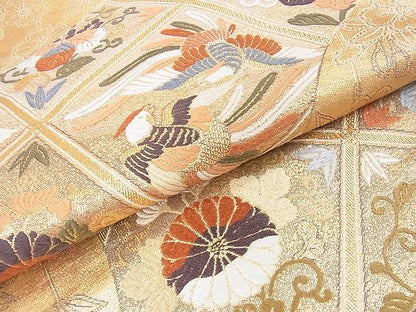 平和屋着物■六通柄袋帯 唐織 鳳凰花文 金糸 逸品 DAAB3833op