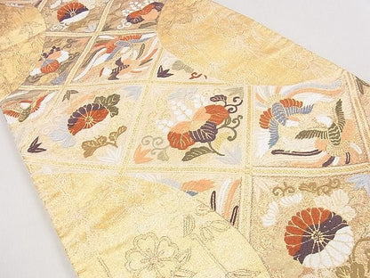 平和屋着物■六通柄袋帯 唐織 鳳凰花文 金糸 逸品 DAAB3833op