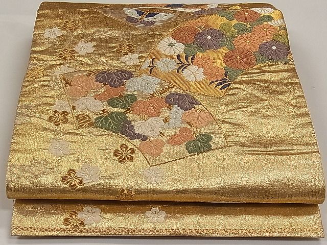 平和屋着物◎六通柄袋帯 唐織 地紙花蝶文 金糸 逸品 CAAC9144ca