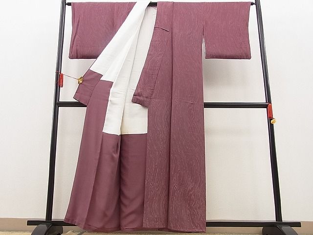 平和屋着物■上質なお召　木目文様　逸品　BAAC8383yt