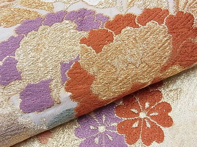 平和屋着物■六通柄袋帯 草花丸文 金糸 紙箱付き 逸品 CAAC2210hy