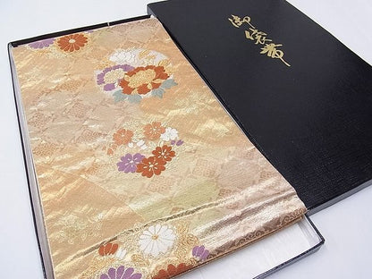 平和屋着物■六通柄袋帯 草花丸文 金糸 紙箱付き 逸品 CAAC2210hy