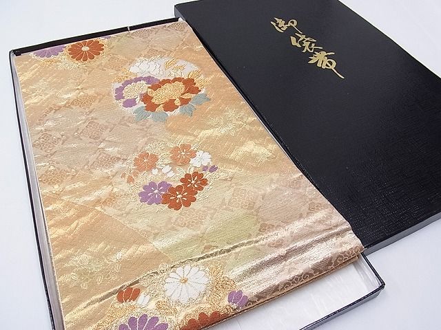 平和屋着物■六通柄袋帯 草花丸文 金糸 紙箱付き 逸品 CAAC2210hy