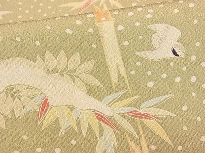 平和屋着物●付下げ　雪持ち　笹竹飛鳥文　逸品　DAAA5614yyy