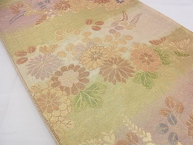 平和屋着物◎佐賀錦 六通柄袋帯 秋草文 金糸 逸品 BAAD2724du