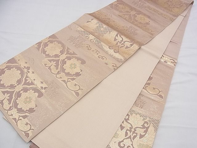 平和屋着物◎六通柄袋帯 向かい鳳凰花唐草文 金糸 逸品 BAAD2720du