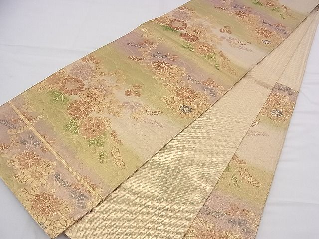 平和屋着物◎佐賀錦 六通柄袋帯 秋草文 金糸 逸品 BAAD2724du