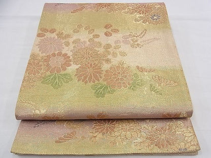 平和屋着物◎佐賀錦 六通柄袋帯 秋草文 金糸 逸品 BAAD2724du