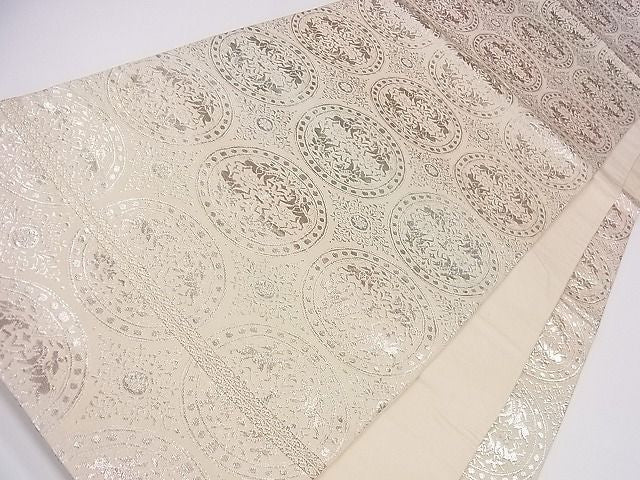 平和屋着物◎六通柄袋帯 狩猟丸文 銀糸 逸品 CAAC5050eg