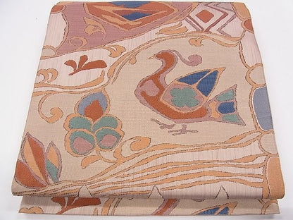 平和屋着物◎六通柄 本袋帯 花鳥文 逸品 CAAC5051eg