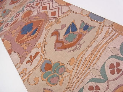 平和屋着物◎六通柄 本袋帯 花鳥文 逸品 CAAC5051eg