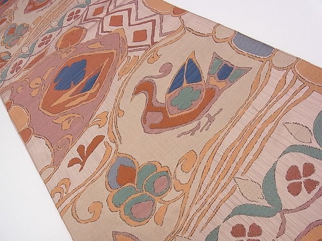 平和屋着物◎六通柄 本袋帯 花鳥文 逸品 CAAC5051eg
