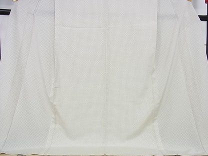 平和屋本店■極上　やまだ織　本塩沢　雪の中のきれ　単衣　格子　証紙付き　ロング丈　正絹　逸品　KAAA0793kk4