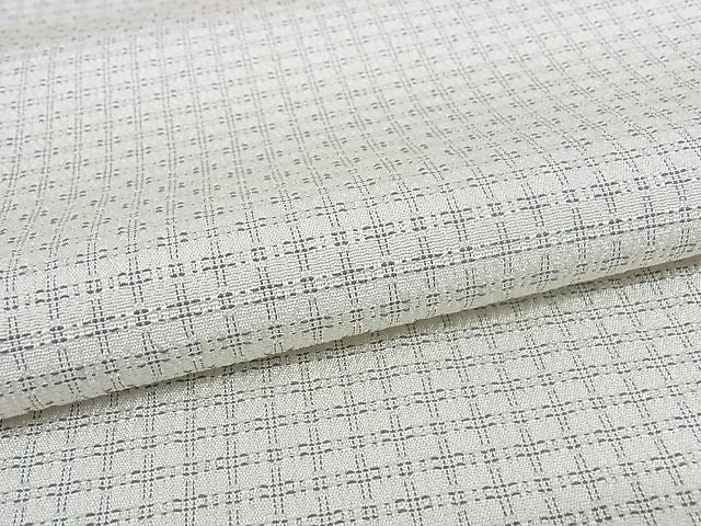 平和屋本店■極上　やまだ織　本塩沢　雪の中のきれ　単衣　格子　証紙付き　ロング丈　正絹　逸品　KAAA0793kk4