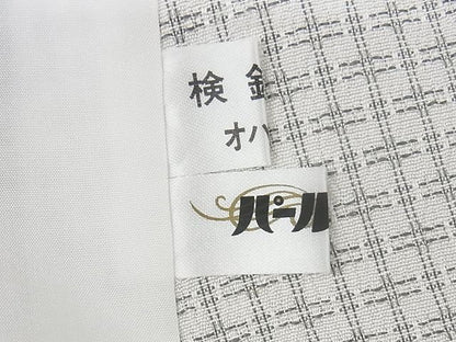 平和屋本店■極上　やまだ織　本塩沢　雪の中のきれ　単衣　格子　証紙付き　ロング丈　正絹　逸品　KAAA0793kk4