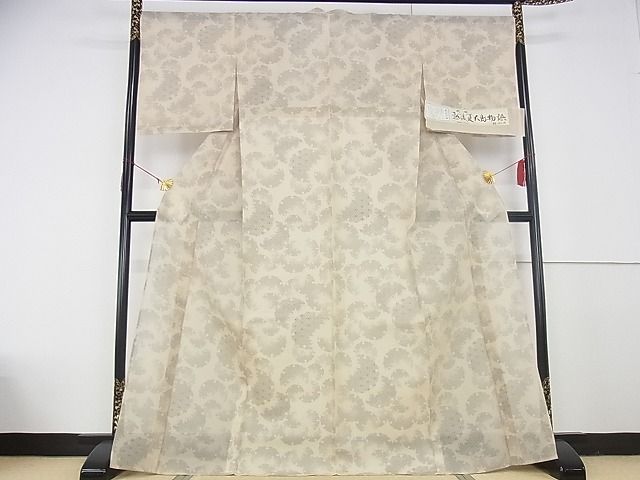 平和屋本店■極上　夏物　紗紬　越後夏大島物語　白川貞夫　雪輪文　証紙付き　正絹　逸品　未使用　KAAA0799kk4