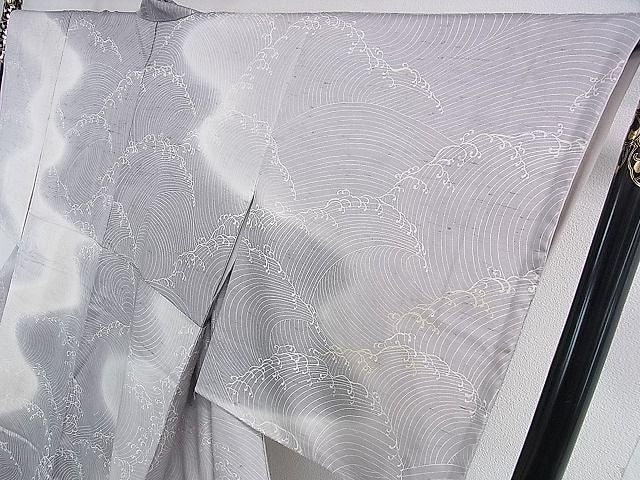 平和屋本店■極上　石川県指定無形文化財　牛首紬　白山工房　手織り　訪問着　作家物　立波文　金彩　逸品　DZAA0235kh4