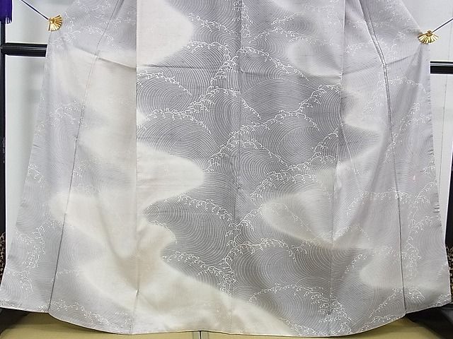 平和屋本店■極上　石川県指定無形文化財　牛首紬　白山工房　手織り　訪問着　作家物　立波文　金彩　逸品　DZAA0235kh4
