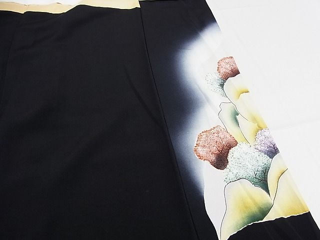 平和屋着物■豪華黒留袖　遠山樹林文　暈し染め　金彩　正絹　逸品　AAAE4013Bph