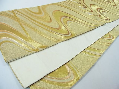 平和屋着物◎六通柄袋帯 流水文 金糸 逸品 CAAC4591in