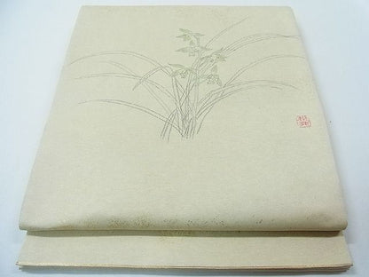 平和屋着物◎六通太鼓柄袋帯 作家物 草花文 金糸 逸品 CAAC4628in