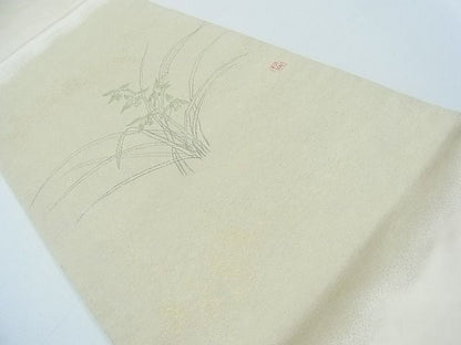 平和屋着物◎六通太鼓柄袋帯 作家物 草花文 金糸 逸品 CAAC4628in