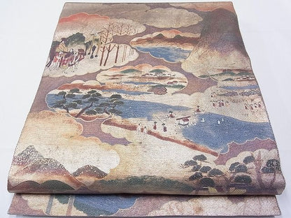 平和屋着物■太鼓柄袋帯 雲重ね風景文 金彩 逸品 CAAB3742hy